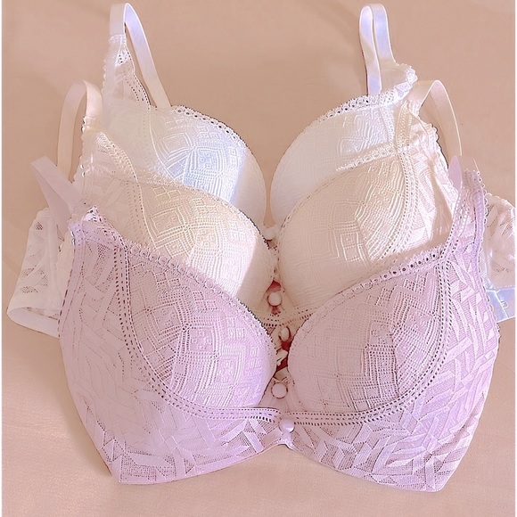 🌿 3 pcs Lace Push Up Bra, Sexy & Breathable Underwire Bra - Picture 15 of 16